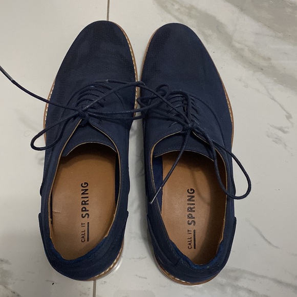 Mens Navy Blue Sueded shoes with shoe lace - Picture 3 of 5